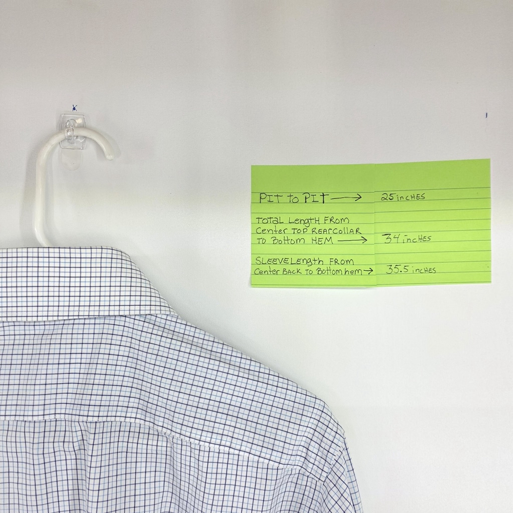Quiet Luxury Hideoki Bespoke Blue Check Dress Shirt Mens Large Tailored - Picture 8 of 9